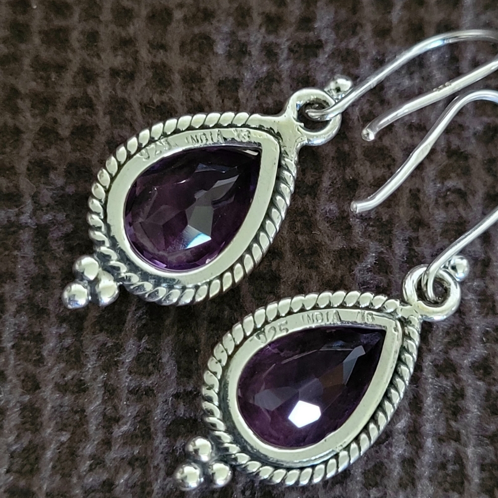 Shivam Amethyst💜 Teardrop💧Earrings - Picture 6 of 14